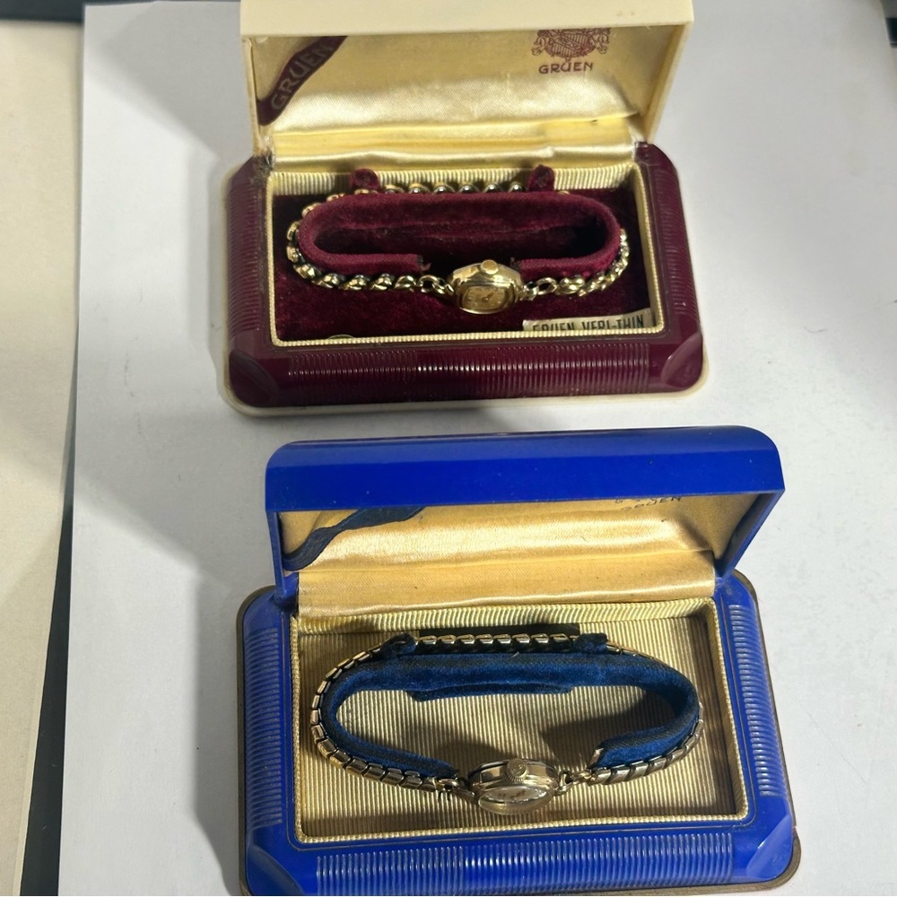 Vintage Gruen Veri Thin Watches Bakelite Presentation Boxes Condition Unknown